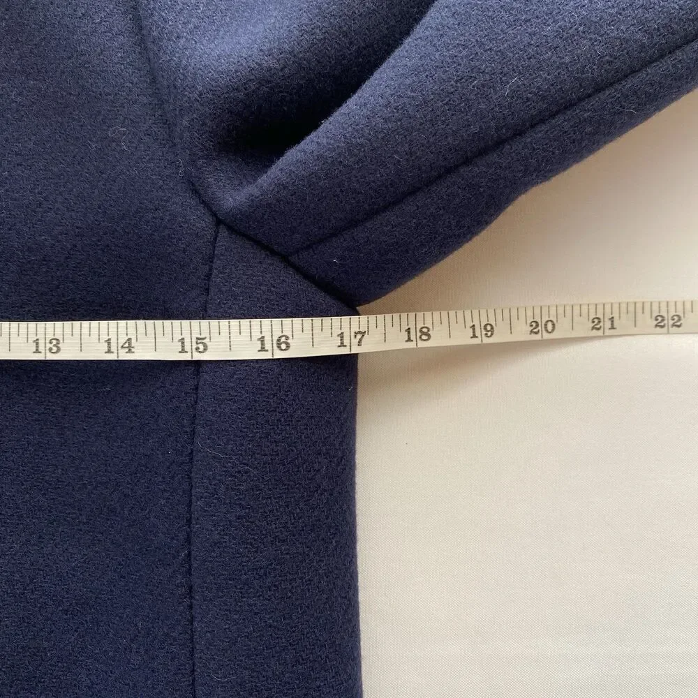 NWT J. Crew Navy Italian Wool Blend Stadium Cloth Lodge Coat Size 00 - Picture 15 of 16